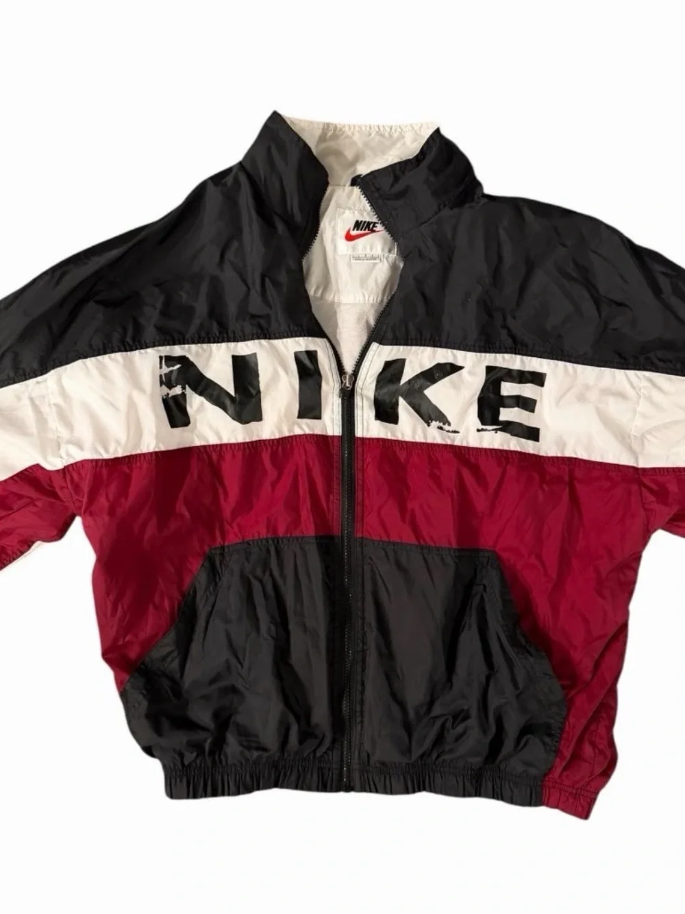 Nike Black, White & Red Colorblock Windbreaker Jacket